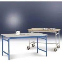 Manuflex BB3037.7035 Bijzettafel basis stationair met kunststof tafelblad in lichtgrijs RAL 7035, bxdxh: 1250 x 600 x 780 mm Grijs-wit (RAL 7035)