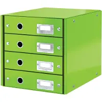 Leitz Wow Click & Store Ladekast Met 4 Laden - 81% Gerecycled Karton - Voor A4 Formaten - Ruimtebesparende Opberger - Groen