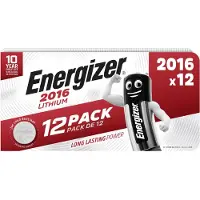 Energizer CR2016 Knoopcel Batterij - 12 Stuks - Lithium Batterijen - 3V