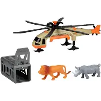 Eddy Toys Dierenreddingshelikopter met Licht & Geluid - Inclusief Speeldieren en Transportkooi - Robuust Speelgoedvoertuig - 39x11,5x15,5 cm - Beige/Oranje/Zwart