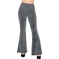 Coppens Party glitter broek zilver flared - 100% Polyester - Foute kleding | Maat L
