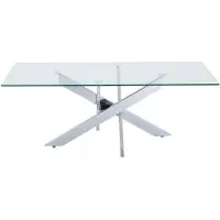 Vente-unique Salontafel van gehard glas en chroomkleurig metaal - Transparant - COSIMA