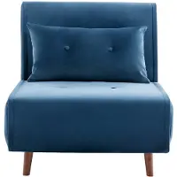 Vente-unique Slaapfauteuil van nachtblauw velours URIBIA