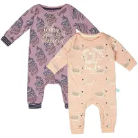 Charlie Choe - 2pack - Roze Boxpak - Salopette - Kruippakje - Babypakje - Jumpsuit - Geboortepakje - Romper - Unicorn - Zwanen - Maat 74
