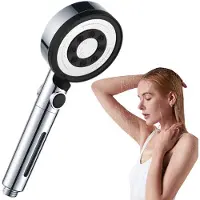 OKWISH Douchekoppen - Handdouche Hoge Druk Met 5 Modi, Ingebouwde 4-Layer Filter, Waterbesparende Douchekop, ABS, Zwart, 26,4 x 10,1 cm