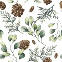 Daisy 40 Servetten - Eucalyptus - Dennenappel - Wit - Groen - Bruin - 33 x 33 cm - 3-Laags -
