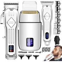 OKWISH Tondeuses - Haar Tondeuse Set voor Thuis met Trimmer Set, Draadloze Oplaadbare Tondeuse, Professionele Kapsel Tondeuse, Metaal Roestvrij Staal, Wit