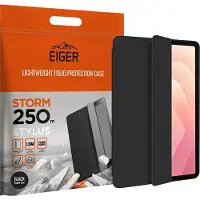 EIGER , Folio Hoes Geschikt voor Samsung Galaxy Tab S11 Storm 250m Serie met Stylus Houder, Zwart