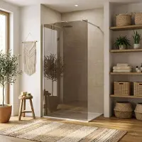 REA Flexi Brown 90 - Rookbruin Glas 6 Mm - Douchewand - Chrome120X90X195Cm