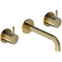 Hotbath Cobber 3-gats inbouw wastafelkraan 18cm geborsteld messing