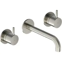 Hotbath Cobber 3-gats inbouw wastafelkraan 18cm geborsteld nikkel