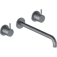 Hotbath Cobber CB105TEXT25 Afbouwdeel Voor 3-gats Inbouw Wastafelkraan - 25cm Uitloop - Verouderd Ijzer - Messing - Kranen, Wastafelkranen, Inbouw