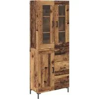 vidaXL Highboard 2 st Oudhout 69,5 x 34 x 180 cm Bewerkt hout