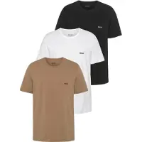 BOSS Heren Set van 3 vesten (L), Zwart, Wit, Bruin, Homewear, Katoen, Korte mouwen 50475284