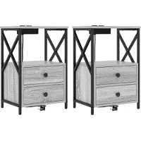 vidaXL Nachtkastje 2 st Grijs Sonoma 40 x 31 x 60 cm Bewerkt hout
