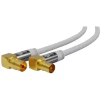 Pro IEC (m) - IEC (v/m) coaxkabel | haaks | verguld | wit | 3 meter