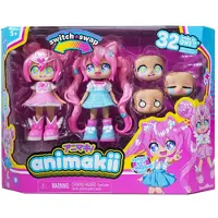 Bandai - Animakii goochelaar en schoolmeisje - Aanpasbare poppenset - 1 pop, 4 gezichten, 2 kapsels, 2 outfits, 2 paar schoenen - creatief speelgoed 5+ jaar - HEA26352