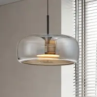 VIOKEF Glazen hanglamp Deco, alu / grijs / zink, Woon-/ Eetkamer, Glas, hanglamp