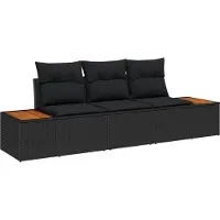 vidaXL Tuinbank Set 3 st Zwart poly rattan