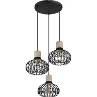 Globo 3-lichts hanglamp Dorthy landelijk zwart