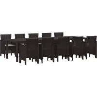 vidaXL Tuin Eettafel Set 11 st Bruin en Lichtgrijs Poly rattan