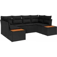 vidaXL Tuinbank Set 6 st 6-Aantal zitplaatsen Zwart Polyrattan