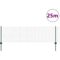 vidaXL Euro-hek met palen 25 x 0,6 m PVC-Coated Staal Groen Mesh