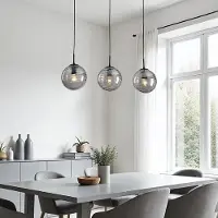 LumenXL Moderne hanglamp zwart met 3D golvend smoke glas, 3-lichts - Carice