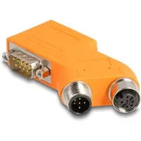 DeLOCK D-Sub 9 stekker en contactdoos naar M12 stekker en contactdoos, Kabels + Stekkers, Oranje