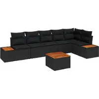 vidaXL Tuinbank Set 6 st 6-Aantal zitplaatsen Zwart Polyrattan