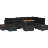 vidaXL Tuinbank Set 9 st Zwart en Bruin