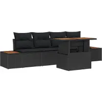 vidaXL - Tuinbank - Set - 5 - st - Zwart - poly - rattan