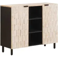vidaXL Dressoir Witte Was Afwerking 90 x 33 x 75 cm Massief Mango Hout