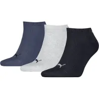 Puma Uniseks sneakersokken (set van 3), Blauw/Grijs, Maat 47-49