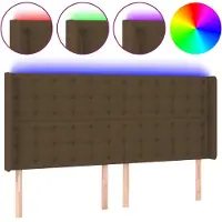 vidaXL Hoofdbord LED 183x16x118/128 cm stof donkerbruin