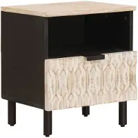vidaXL Nachtkastje met lade Wit 40 x 33 x 46 cm Massief Mango Hout