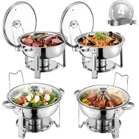Vevor Chafing Dish Buffetvoedselwarmer met 4 grote containers (elk 4,7 l)