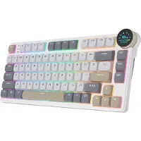 Royal Kludge RK N80 - Mechanisch Gaming Toetsenbord - RGB - Met Display - Foam Touch - Bluetooth - Hot Swappable Switch - Pearly Dawn - Red Switches - Inclusief Stofkap