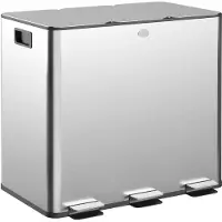 HOMCOM Prullenbak Roestvrij staal, Kunststof 61,9L x 36,6B x 43,2H cm Zilver