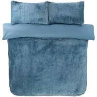 So Soft dekbedovertrek Chevron Teddy fleece - blauw - Lits-jumeaux (230x220 + 2st. 50x75 cm)