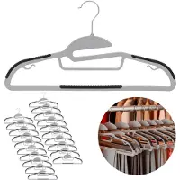 Springos Kledinghangers | Kledinghanger | 30 Stuks | Anti-slip | Zwart | Kunststof