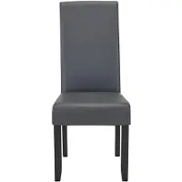 Vente-unique Set van 2 stoelen ROVIGO - Kunstleer - mat grijs - zwarte houten poten