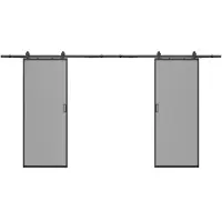 Vente-unique Dubbele schuifdeur met ophangsysteem - Aluminium en gerookt gehard glas - 2 x H205 x B93 cm - LINCI II