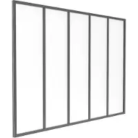 Vente-unique Glazen binnenraam van gepoedercoat aluminium en matglas - 150 x 105 cm (B x H) - Zwart - BAYVIEW
