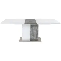 Vente-unique Uitschuiftafel EREN - 6 tot 8 zitplaatsen - Gelakt MDF - Kleuren: wit en betongrijs