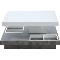 Vente-unique Salontafel FAUSTO II - Draaiblad - Wit gelakt mdf en beton