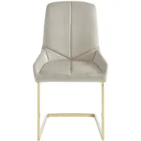 Vente-unique Set van 2 stoelen in fluweel en goudkleurig metaal - Beige - BERLONA