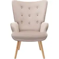 Vente-unique Fauteuil van beige velours VATELY