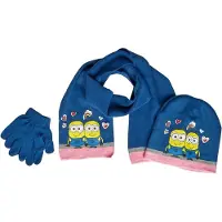 Minions Muts Sjaal en Handschoenen set Meisjes Navy. Maat Muts 54cm geschikt voor 4 tot 6 jaar
