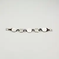 Qoss Armband Doutzen Maat L – Handgemaakt Buffelleer met Natuurlijke Stenen | Magneetsluiting | Mix & Match Stijl | Zwart